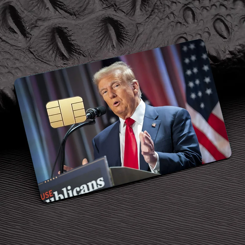 D-Donald Trump Credit 100% Hot Sale Amine Credit Debit Bank Card Bus Card Film Skin Sticker 1 set of 4 pcs