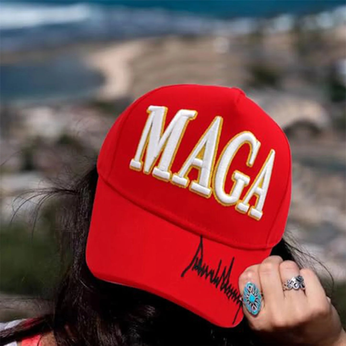 Maga Baseball Cap For Men And Women Red Embroidered Comfortable Peaked Cap Outdoor Camping Sports Cycling Travel Decoration Hat