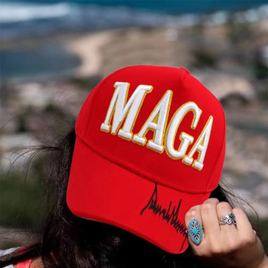 Maga Baseball Cap For Men And Women Red Embroidered Comfortable Peaked Cap Outdoor Camping Sports Cycling Travel Decoration Hat