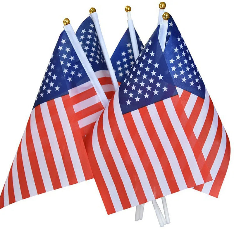 10 Pcs/lot America Hand Waving Flags 14x21cm The USA  US America Flag Wholesale
