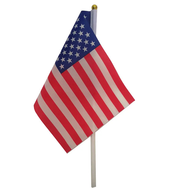 10 Pcs/lot America Hand Waving Flags 14x21cm The USA  US America Flag Wholesale