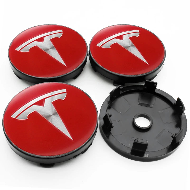 4Pcs 56mm+60mm Car Wheel Center Hub Caps Stickers Auto Rim Cover Accessories For Tesla Model 3 Model S X Model Y Roadster SpaceX