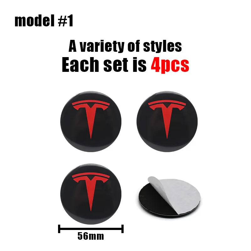 4Pcs 56mm+60mm Car Wheel Center Hub Caps Stickers Auto Rim Cover Accessories For Tesla Model 3 Model S X Model Y Roadster SpaceX