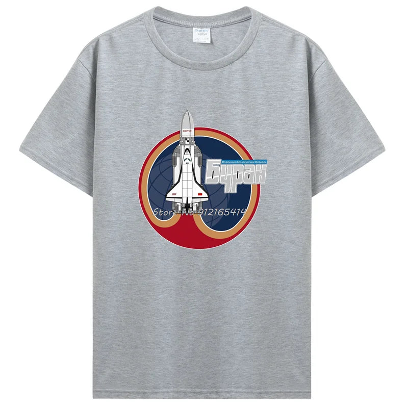 BURAN  The Soviet Shuttle T-Shirt Men Top Quality  Cotton Short Summer Sleeve Space Travel Occupy Mars 2026 Casual Shirt Loose