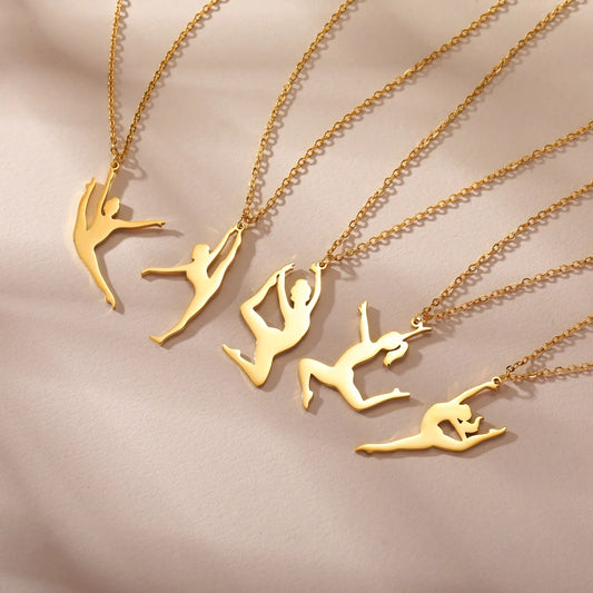 Rhythmic Gymnastics Necklace Women Trend 2025 Gymnast Stainless Steel Jewelry BFF Dancer Girl Sport Accessories Mother Day