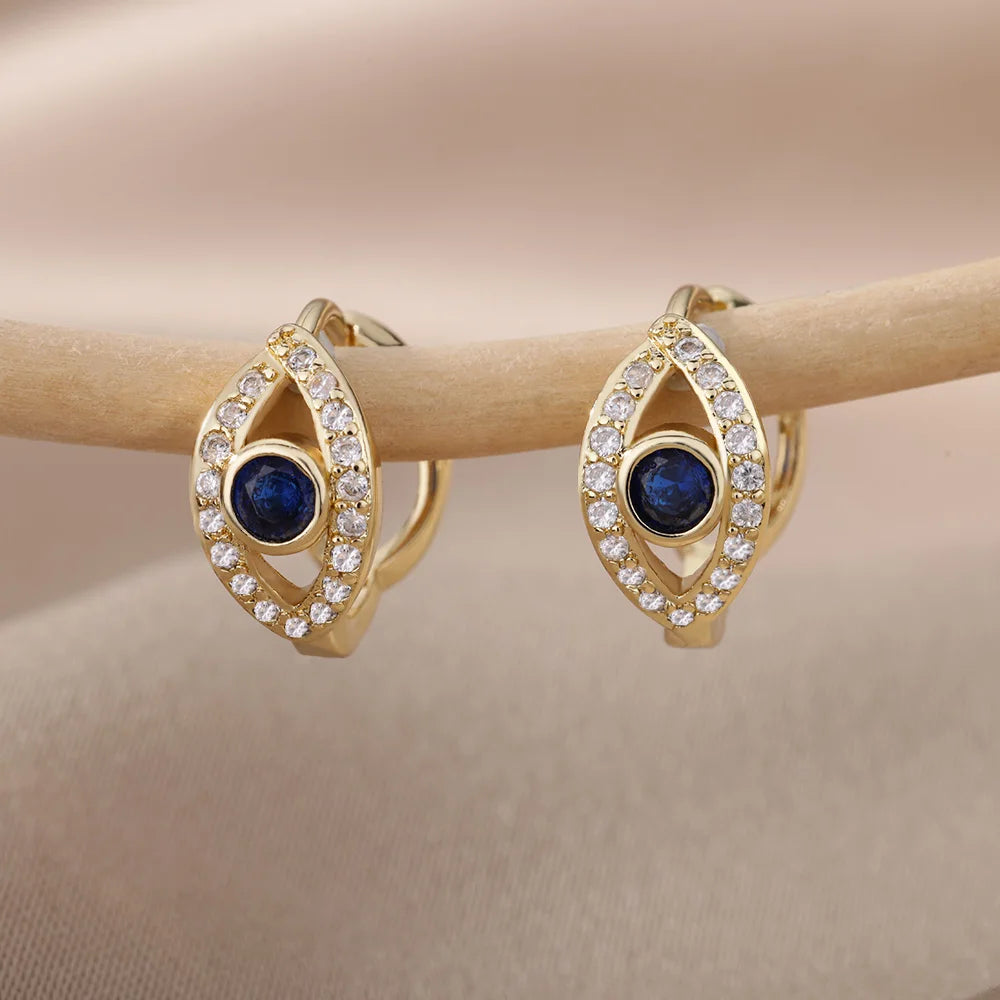 Circle Heart Blue Earring