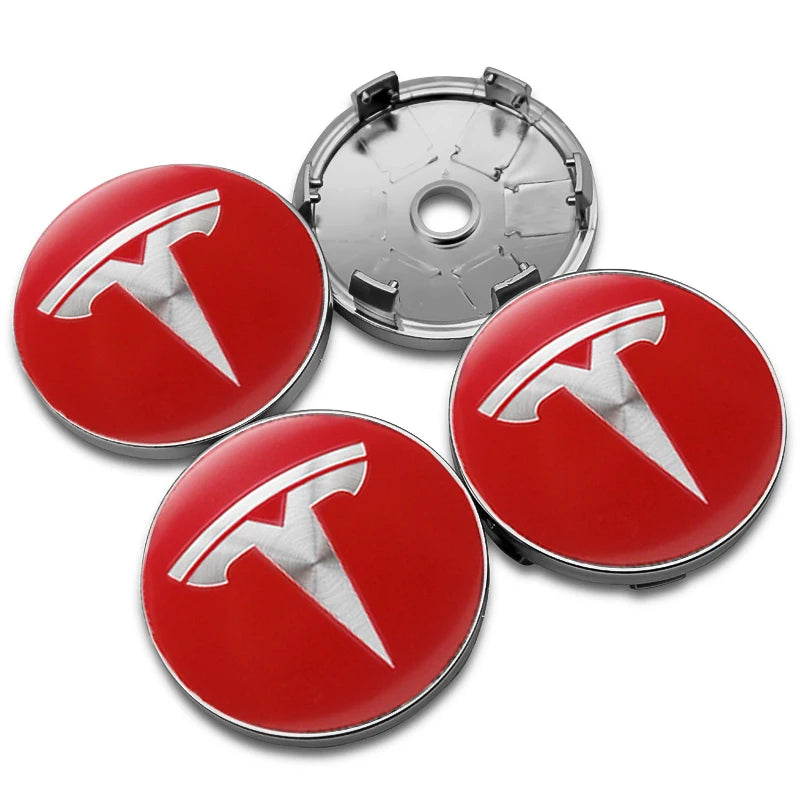 4Pcs 56mm+60mm Car Wheel Center Hub Caps Stickers Auto Rim Cover Accessories For Tesla Model 3 Model S X Model Y Roadster SpaceX