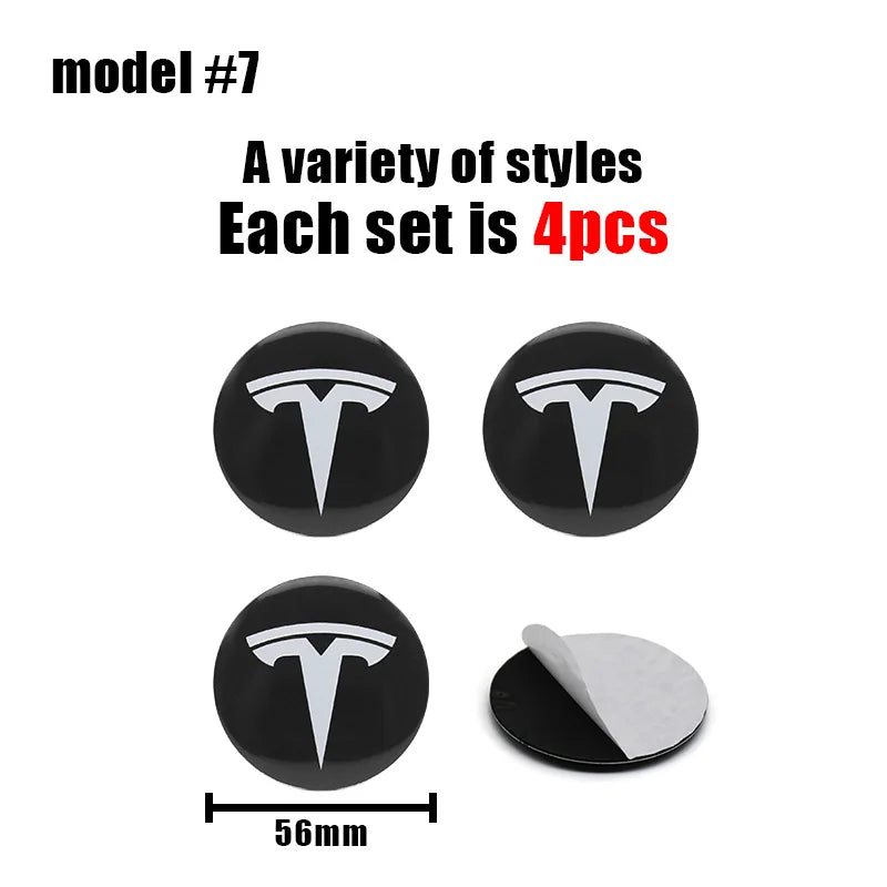 4Pcs 56mm+60mm Car Wheel Center Hub Caps Stickers Auto Rim Cover Accessories For Tesla Model 3 Model S X Model Y Roadster SpaceX
