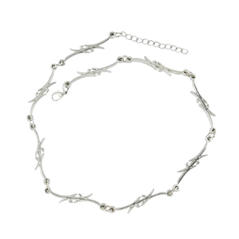 Small Wire Brambles Iron Unisex Choker Necklace Women Hip-hop Gothic Punk Barbed Wire Little Thorns Chain Choker Jewelry Gifts