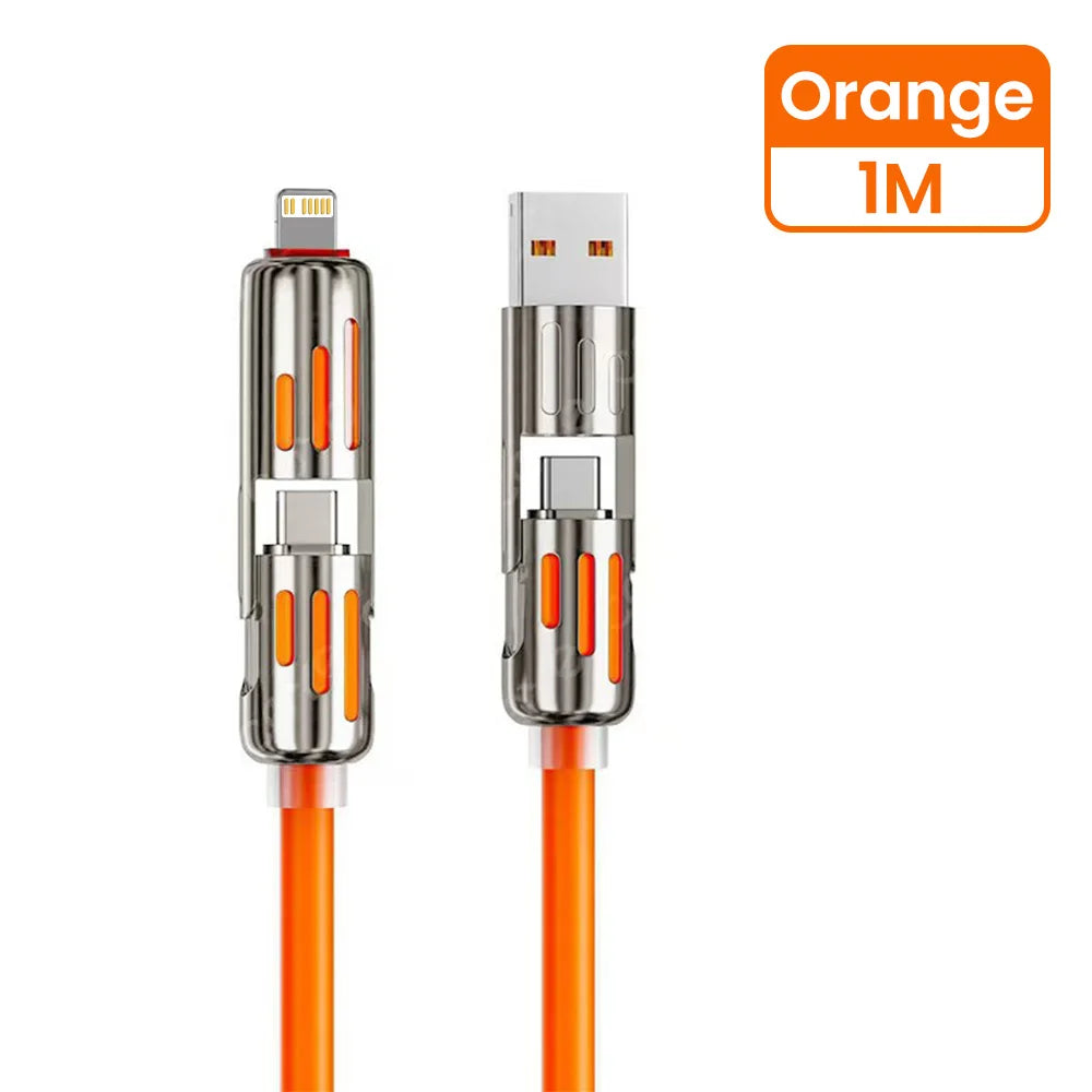 240W USB to Type C 4 in 1 Fast Charging Cable PD3.0 High Speed Data Transfer Charger Cable for iPhone 1514 Samsung Xiaomi HUAWEI