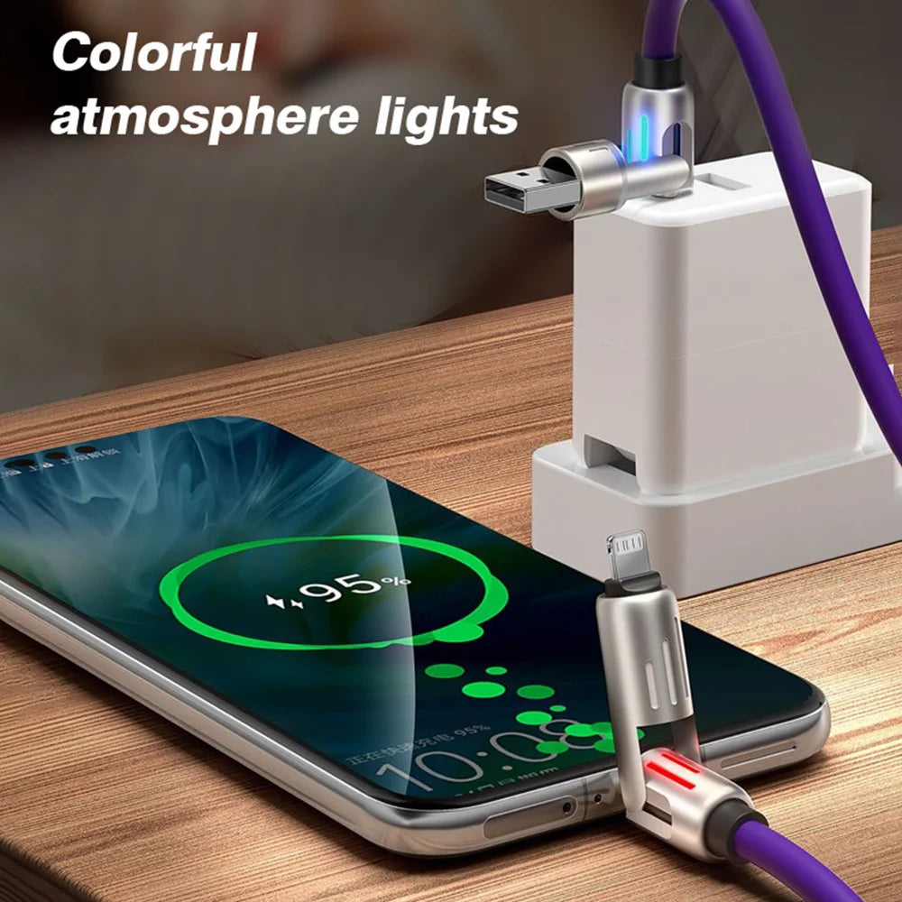 240W 4-in-1 Super Fast Charging Cable RGB Breathing Light Type-C  For iPhone7-16ProMax iPad Notebook Tablet Mobile Phone Samsung
