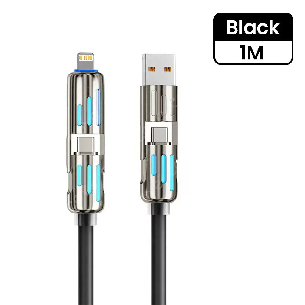 240W USB to Type C 4 in 1 Fast Charging Cable PD3.0 High Speed Data Transfer Charger Cable for iPhone 1514 Samsung Xiaomi HUAWEI