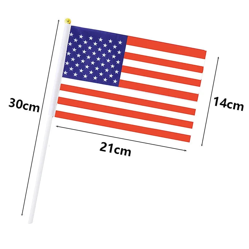 10 Pcs/lot America Hand Waving Flags 14x21cm The USA  US America Flag Wholesale
