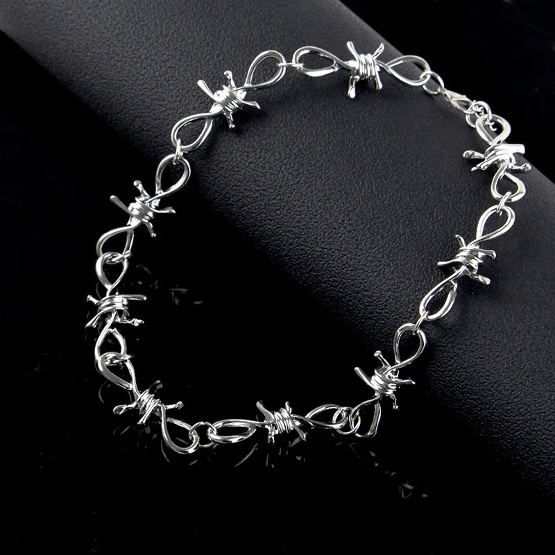 Small Wire Brambles Iron Unisex Choker Necklace Women Hip-hop Gothic Punk Barbed Wire Little Thorns Chain Choker Jewelry Gifts