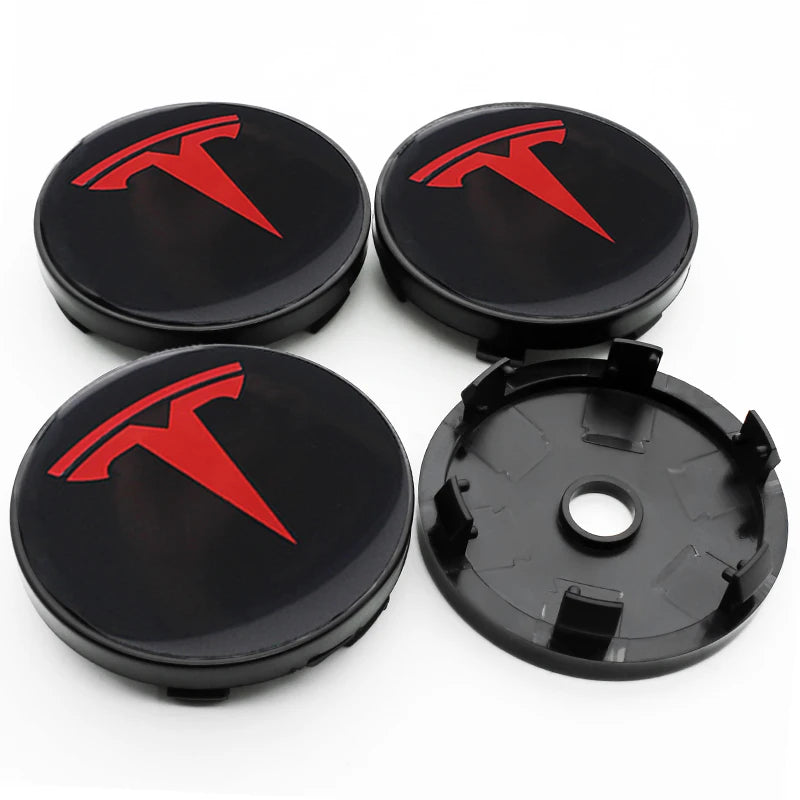 4Pcs 56mm+60mm Car Wheel Center Hub Caps Stickers Auto Rim Cover Accessories For Tesla Model 3 Model S X Model Y Roadster SpaceX