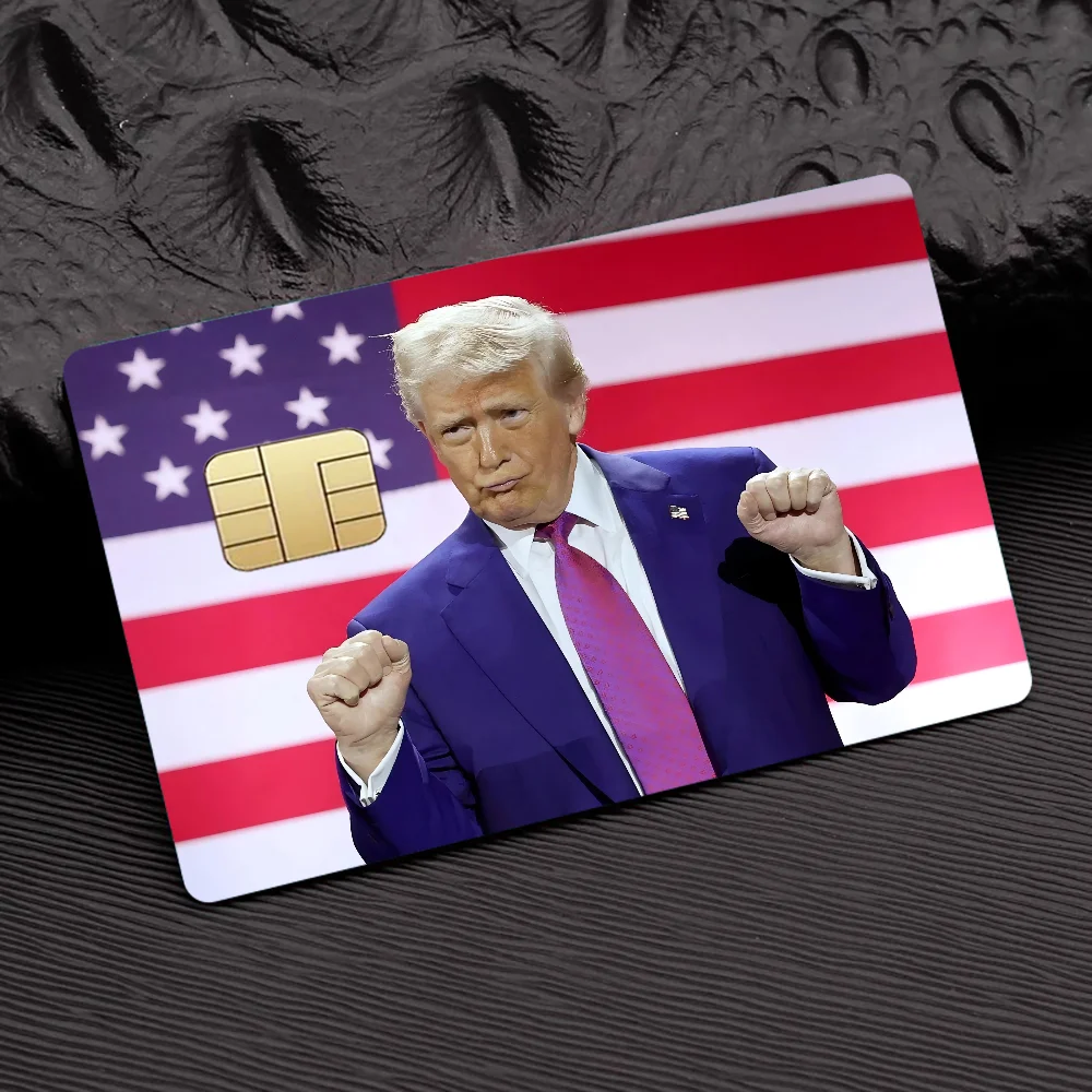 D-Donald Trump Credit 100% Hot Sale Amine Credit Debit Bank Card Bus Card Film Skin Sticker 1 set of 4 pcs