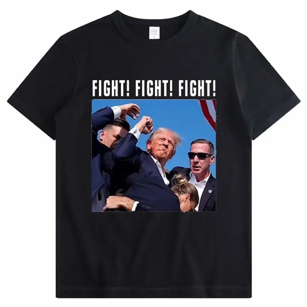 Summer men's Trump assassination: Funny printed T-shirt, comfortable clothing, short-sleeved top