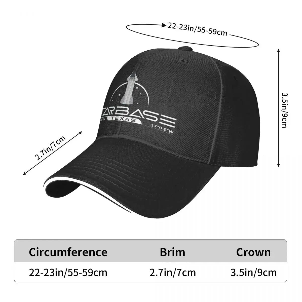 Starbase Texas SpaceX Starship Windproof Cap Sun Visor Hip Hop Caps Cowboy Hat Peaked Hats