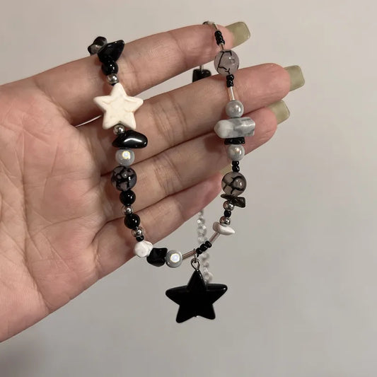 Korean Fashion Cow Star Pendant Necklace Punk Aesthetic Red Necklace For Women Y2K Choker Accessories Vintage Charm Jewelry