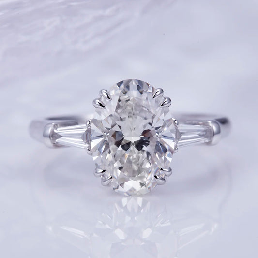 Messi Jewelry IGI Lab Grown Diamond Rings 1.8ct Oval 18k Gold Ring Engagement Wedding Band Classic