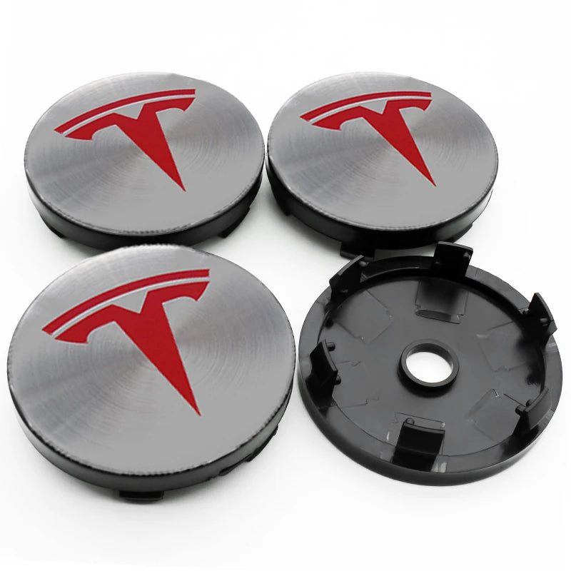 4Pcs 56mm+60mm Car Wheel Center Hub Caps Stickers Auto Rim Cover Accessories For Tesla Model 3 Model S X Model Y Roadster SpaceX