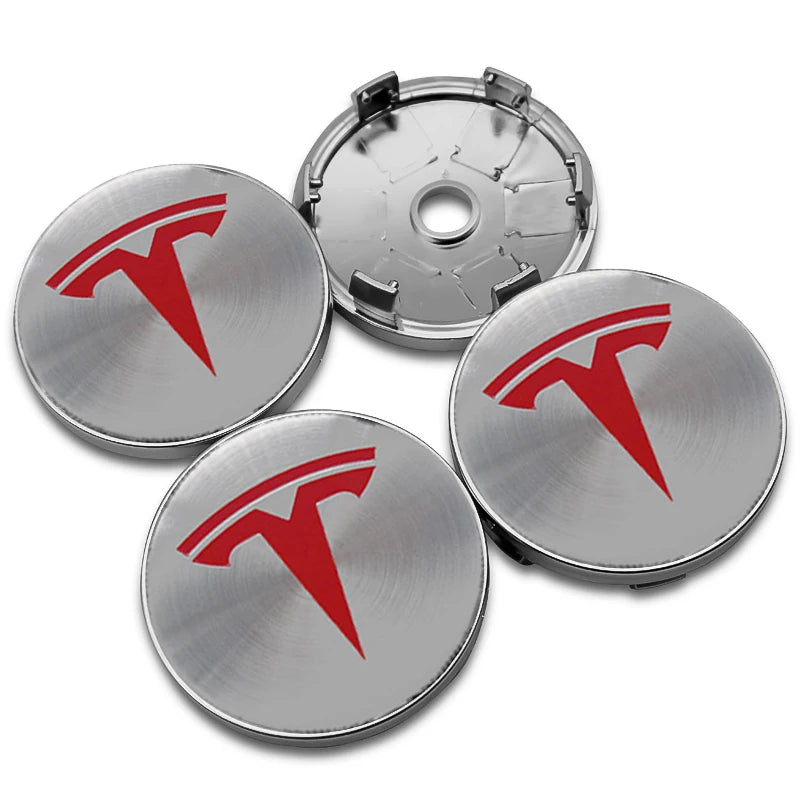 4Pcs 56mm+60mm Car Wheel Center Hub Caps Stickers Auto Rim Cover Accessories For Tesla Model 3 Model S X Model Y Roadster SpaceX