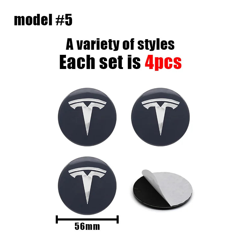4Pcs 56mm+60mm Car Wheel Center Hub Caps Stickers Auto Rim Cover Accessories For Tesla Model 3 Model S X Model Y Roadster SpaceX