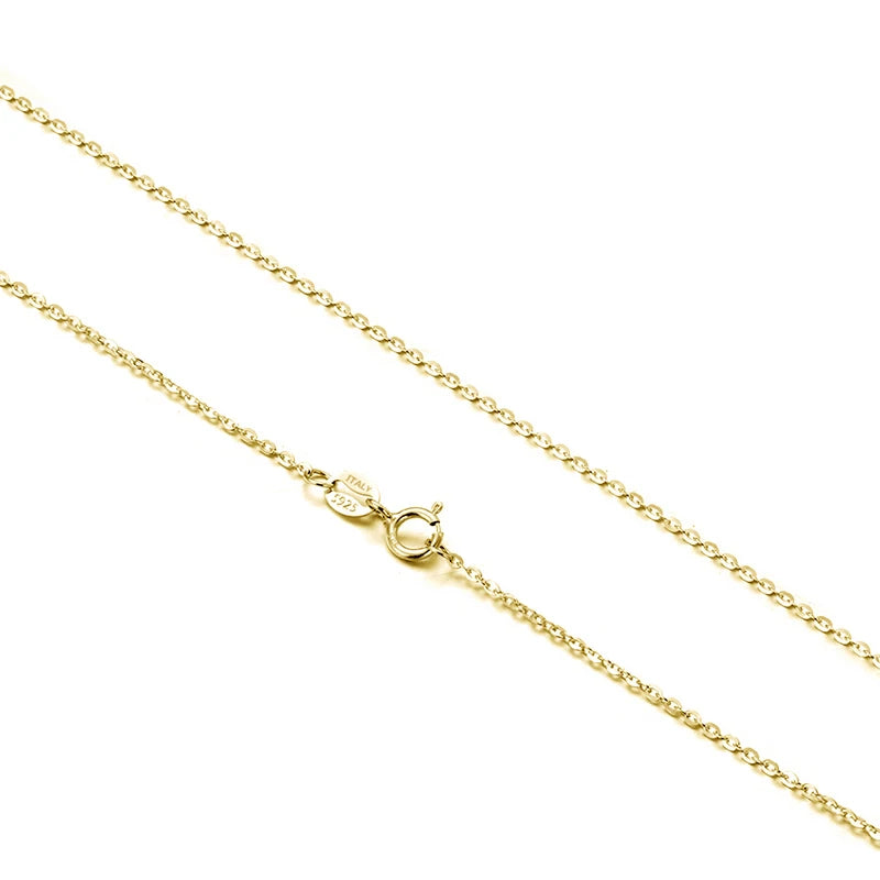 KISS MANDY 14K Gold Genuine 925 Sterling Silver 1.0mm Cable Chain Necklace with Handmade Elegant Chain for Women Jewelry SC06