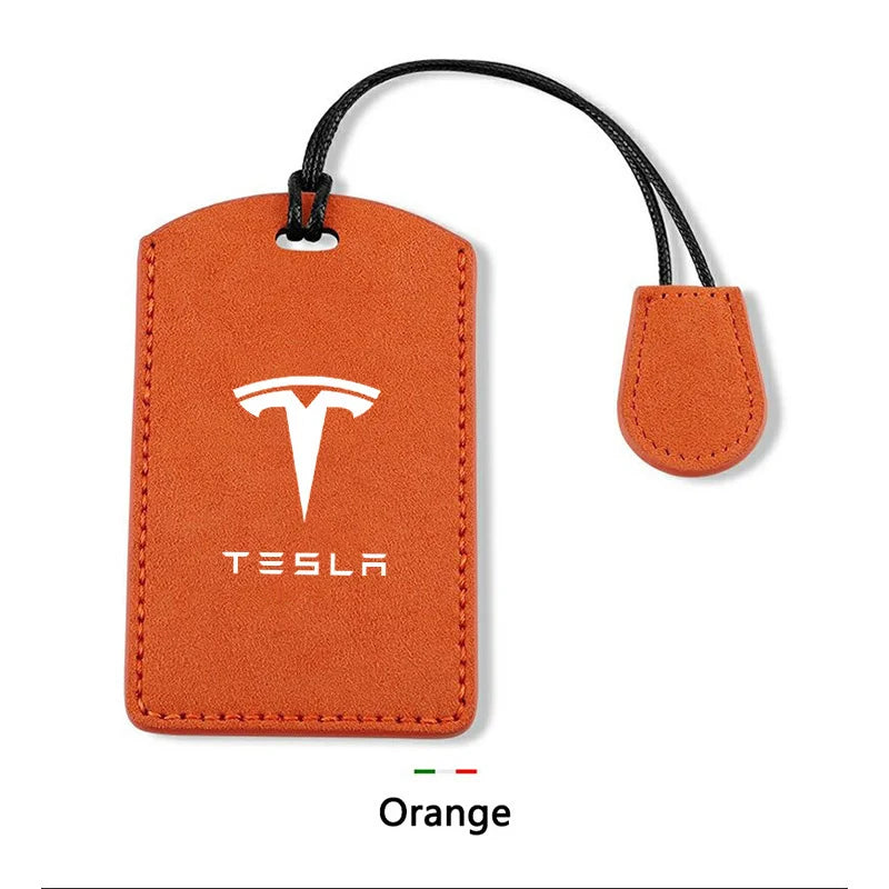 Suede Car NFC Card Key Case Cover Key Shell Holder Protector Bag For Tesla Model 3 Model Y 2020 Keychain Car Styling Accessories