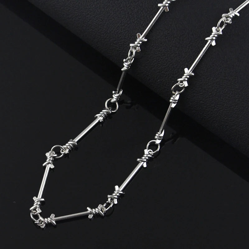 Small Wire Brambles Iron Unisex Choker Necklace Women Hip-hop Gothic Punk Barbed Wire Little Thorns Chain Choker Jewelry Gifts